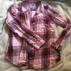 Plaid Old Navy pink and maroon shirt